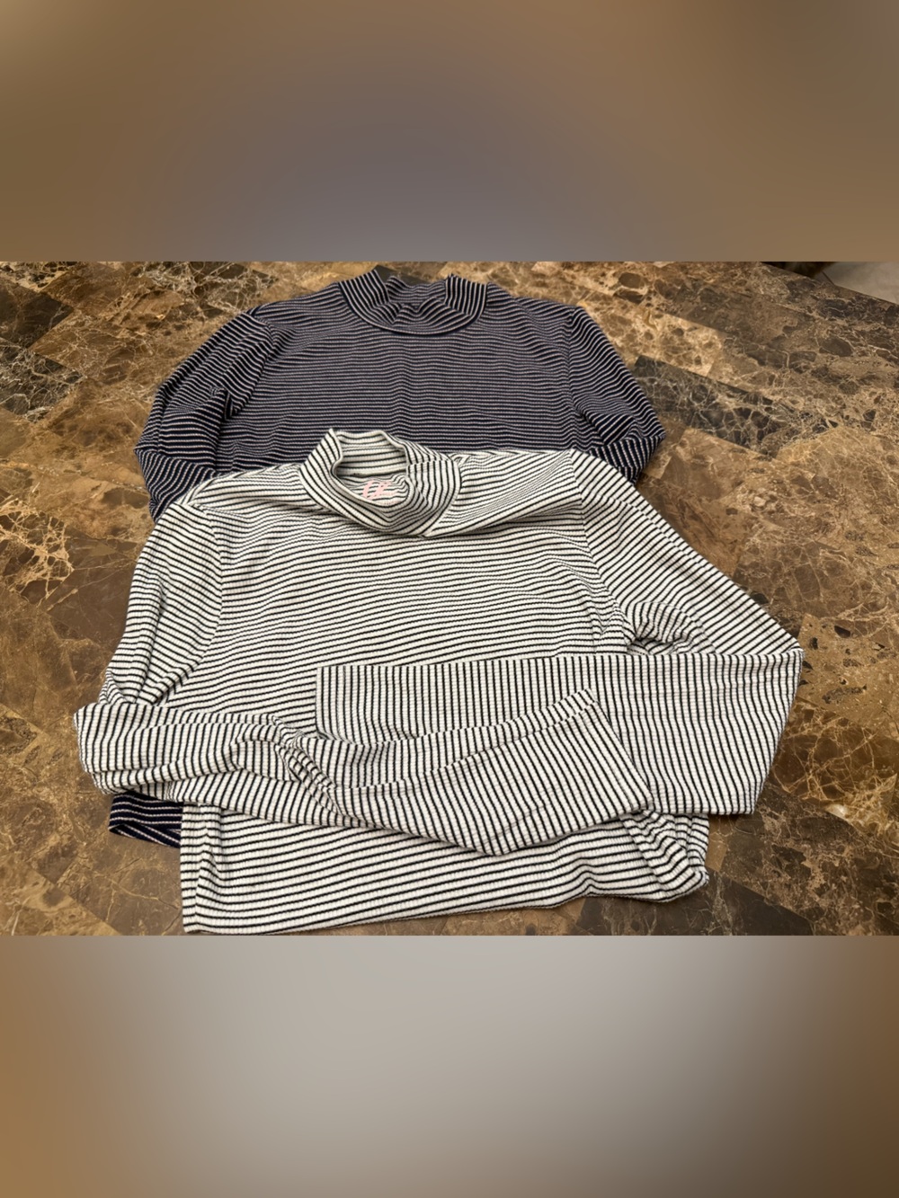 Charlotte Russe Navy and White Striped Long-Sleeve Tee